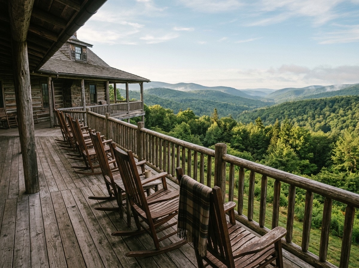 The inn's porch overlooking the creek