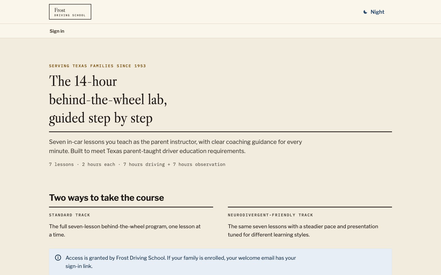Frost Driving School website preview