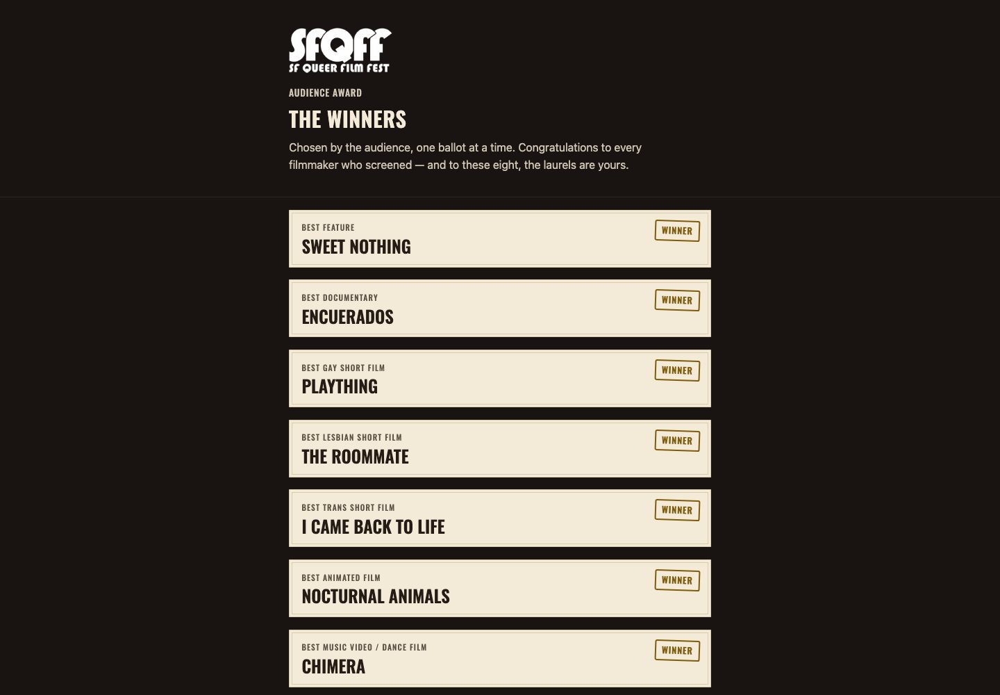 SF Queer Film Festival website preview