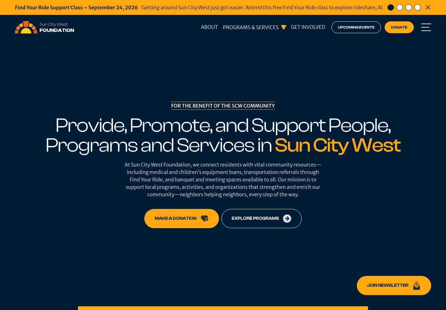 Sun City West Foundation website preview