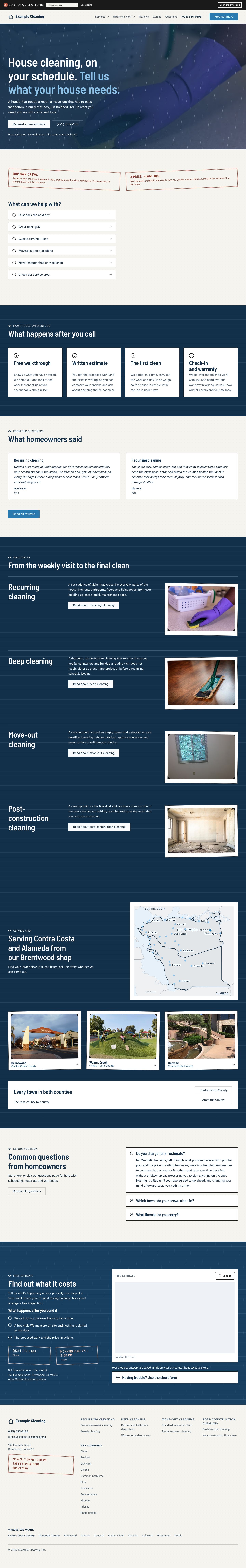 Cleaning website sample · page detail