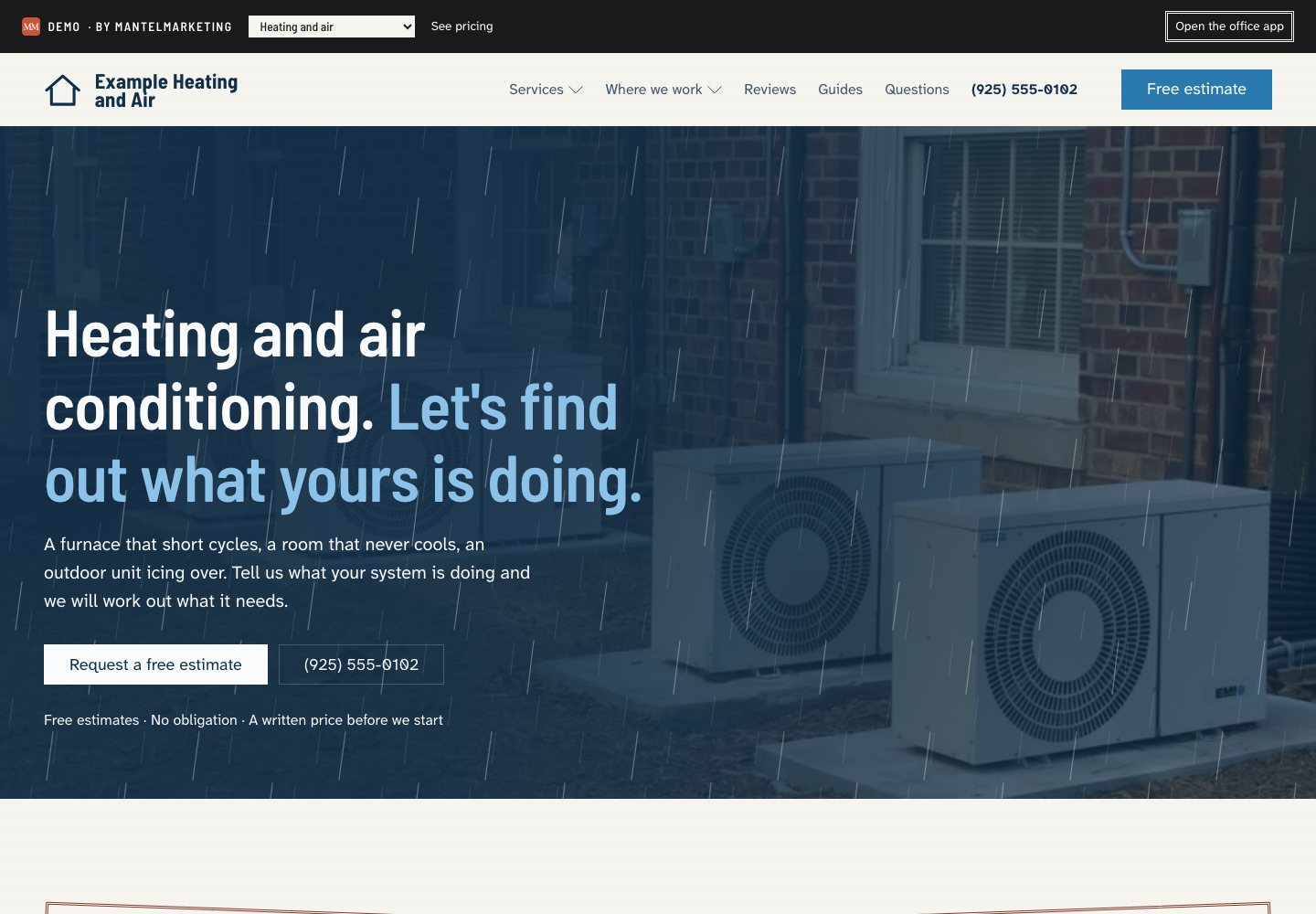 Heating and air conditioning website sample website preview
