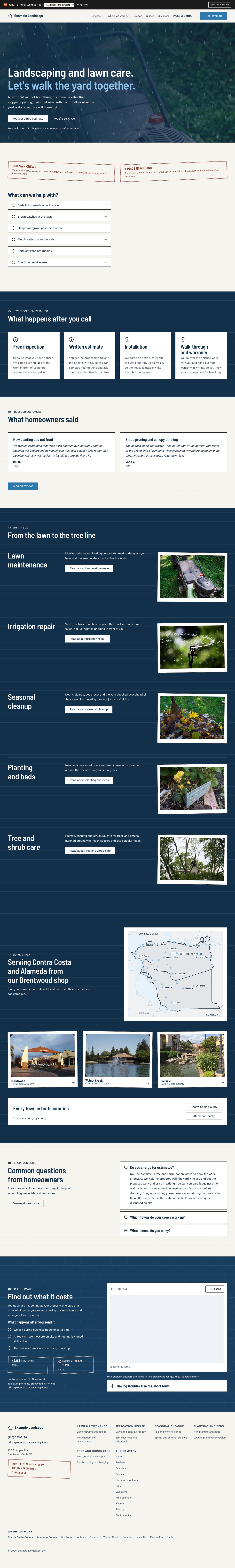 Landscaping website sample · page detail