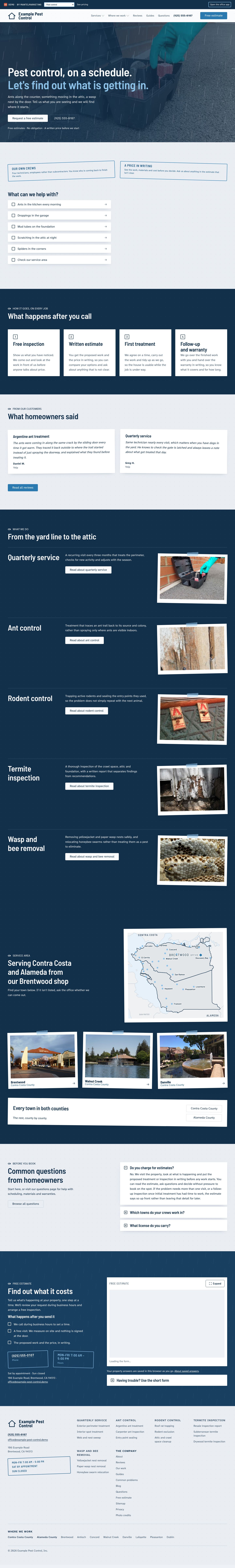 Pest control website sample · page detail