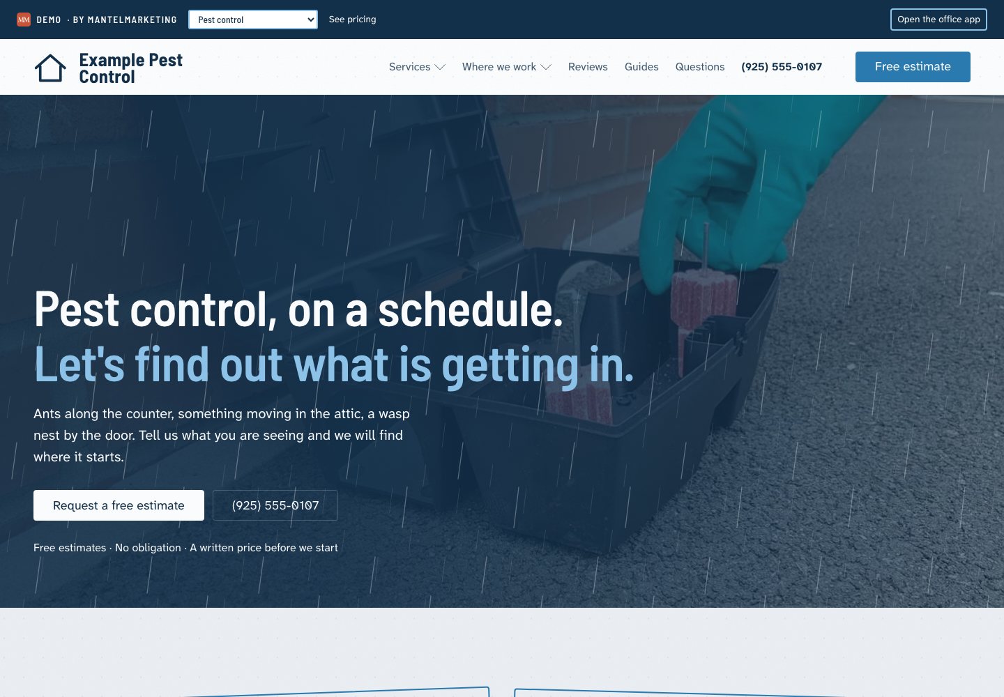 Pest control website sample website preview
