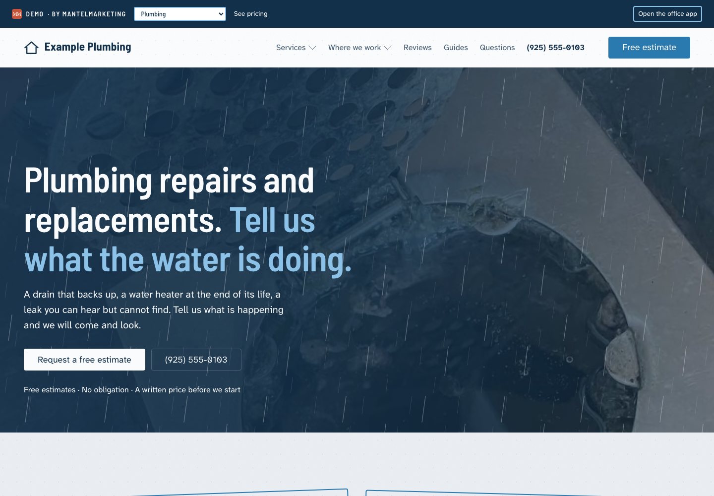 Plumbing website sample website preview
