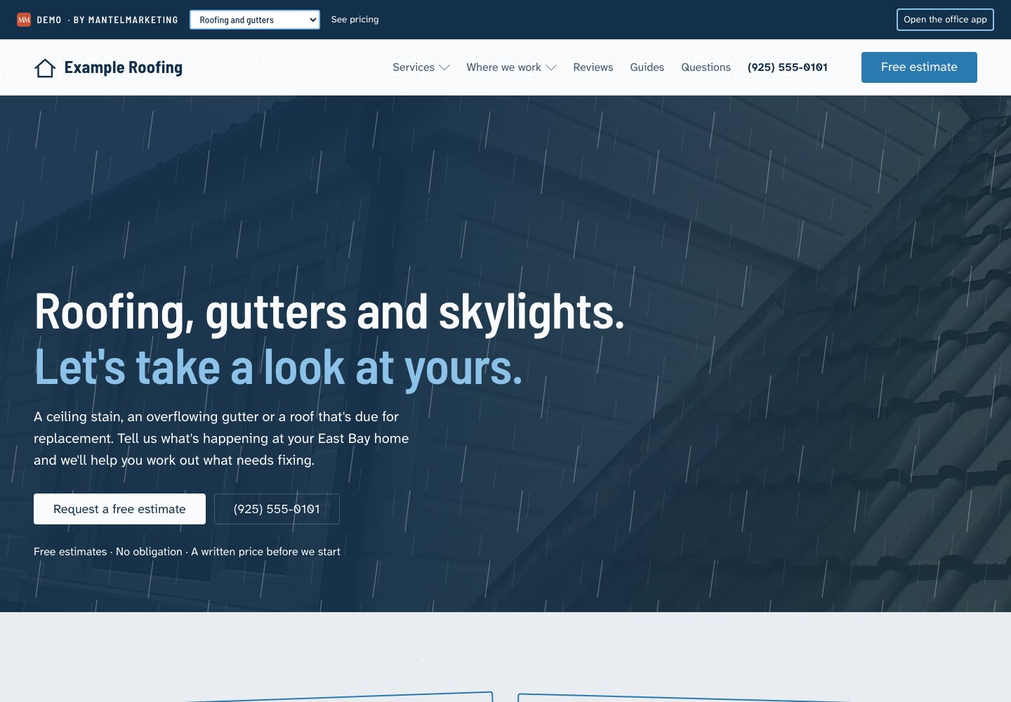 Roofing website sample website preview